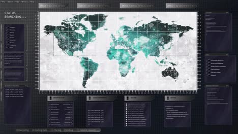 3D-Rendering-Einer-Radarsystem-Software,-Die-Ankommende-Ballistische-Raketen-Erkennen-Kann